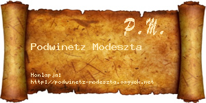 Podwinetz Modeszta névjegykártya
